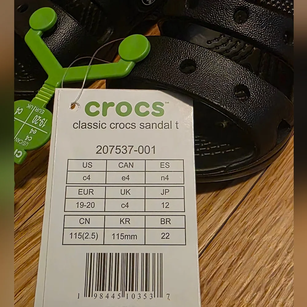 NEW CROCS Toddler C4 Classic Black Sandals - Strappy Sandals